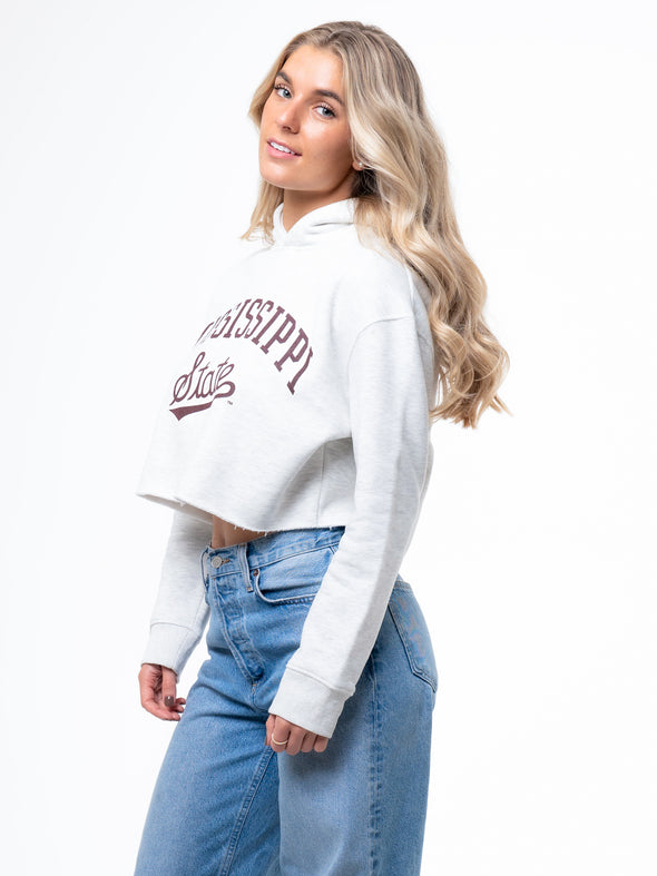 Mississippi State - Campus Rec Cropped Hoodie - Ash Grey