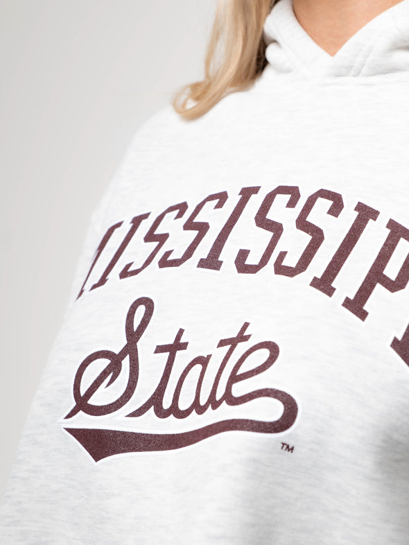 Mississippi State - Campus Rec Cropped Hoodie - Ash Grey