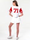 University of Arkansas - Embroidered Cropped Baseball Jersey - White