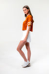 University of Texas - Women's Mesh Cropped Fashion Football Jersey NIL #3 Ewers - Burnt Orange