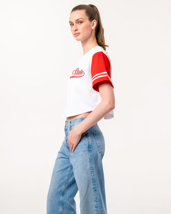 Ohio State - Women's Cropped Baseball Crop Jersey Top - White