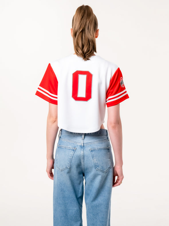 Ohio State - Women's Cropped Baseball Crop Jersey Top - White