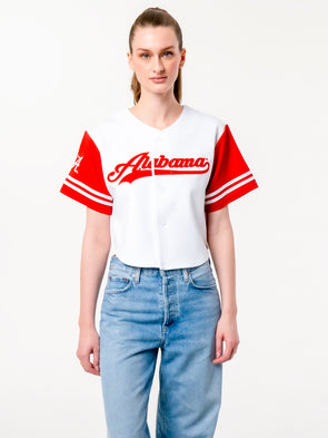 University of Alabama - Women's Cropped Baseball Crop Top - White