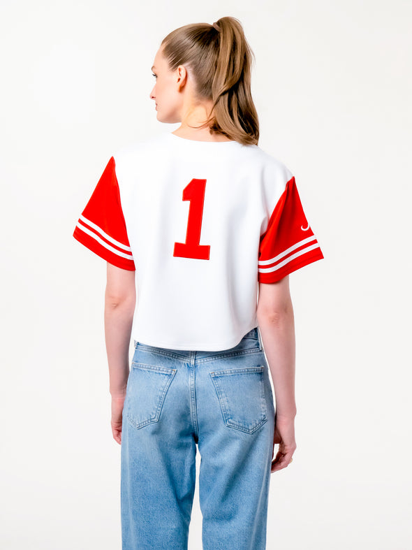 University of Alabama - Women's Cropped Baseball Jersey Crop Top - White