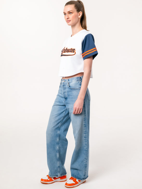 Auburn University - Women's Cropped Baseball Crop Jersey - White