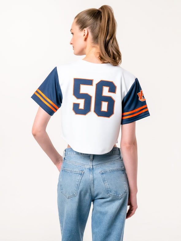 Auburn University - Women's Cropped Baseball Crop Jersey - White