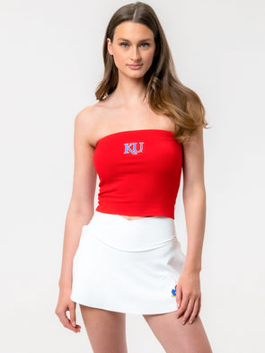University of Kansas - The Embroidered Stadium Tube Top - Red/KU