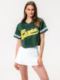 Baylor University - Women's Cropped Baseball Jersey - Green