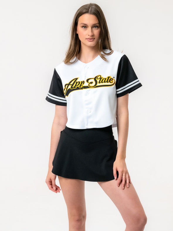 Appalachian State University - Women's Cropped Baseball Jersey - White