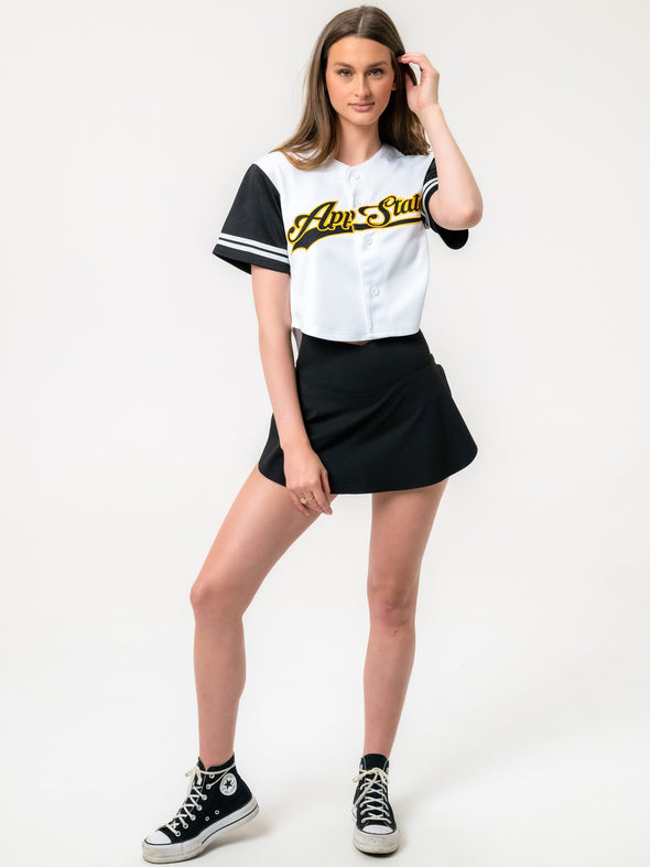 Appalachian State University - Women's Cropped Baseball Jersey - White