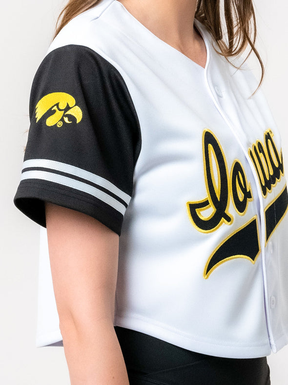 University of Iowa - Women's Cropped Baseball Crop Top - White