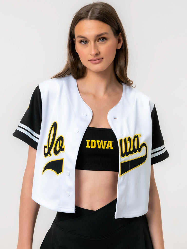 University of Iowa - Women's Cropped Baseball Crop Jersey - White