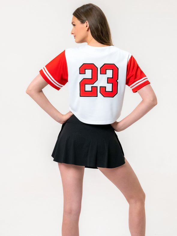 Texas Tech - Women's Cropped Baseball Crop Top - White