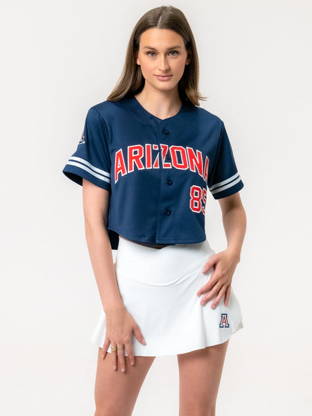 University of Arizona - Embroidered Cropped Baseball Jersey - Navy