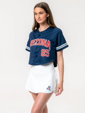 University of Arizona - Embroidered Cropped Baseball Jersey - Navy
