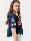 University of Arizona - Women's Cropped Baseball Jersey - Navy