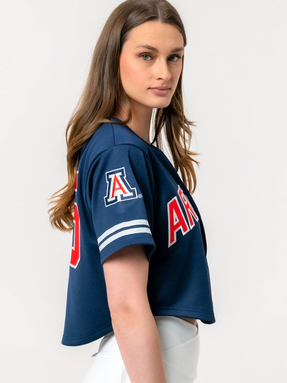 University of Arizona - Women's Cropped Baseball Jersey - Navy