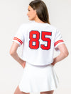 University of Arizona - Embroidered Cropped Baseball Jersey - White