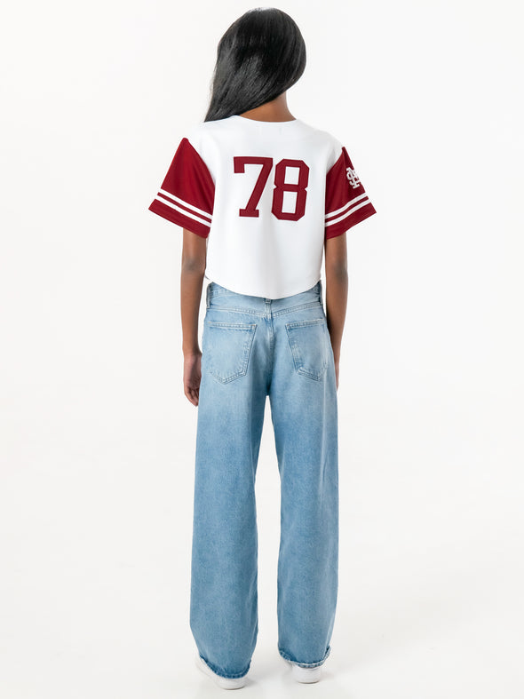 Mississippi State - Women's Cropped Baseball Jersey Crop Top - White