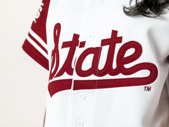 Mississippi State - Women's Cropped Baseball Jersey Crop Top - White