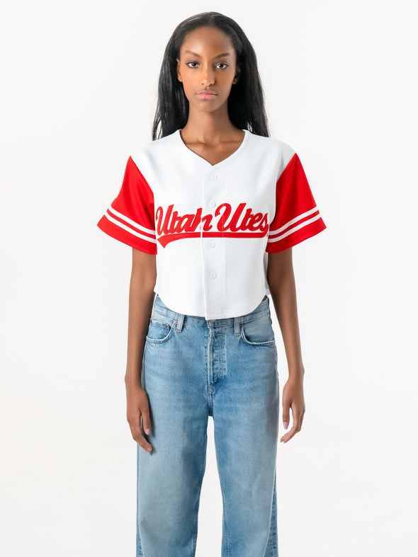 University of Utah - Women's Cropped Baseball Crop Top - White