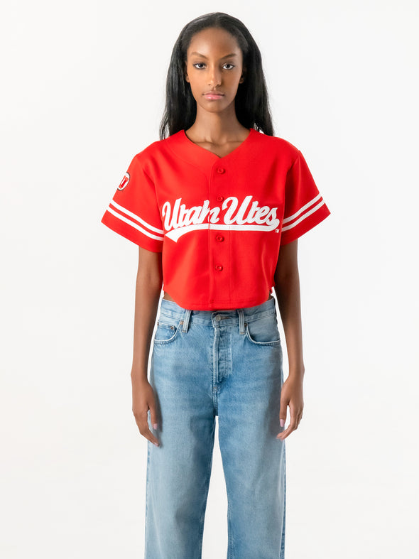 University of Utah - Women's Cropped Baseball Crop Top - Red