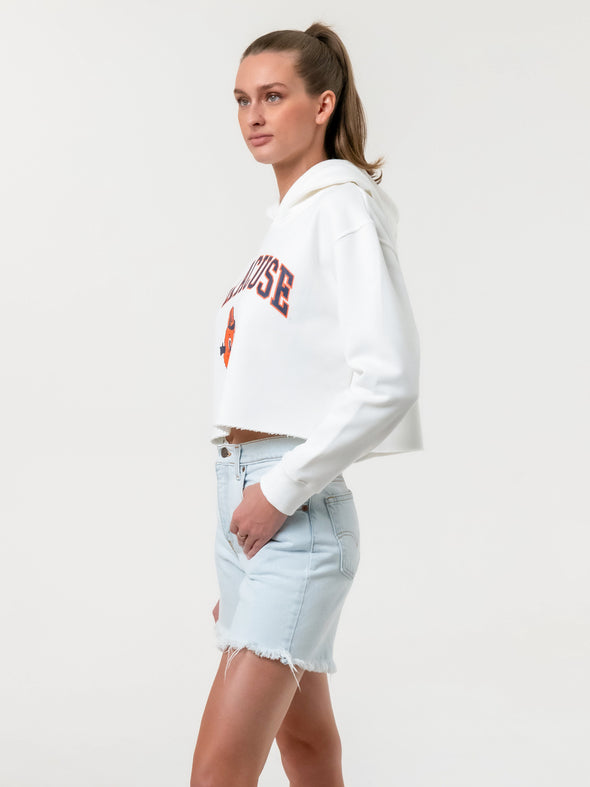 Syracuse University - Campus Rec Cropped Hoodie - White