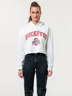 Ohio State University- Campus Rec Cropped Hoodie - Ash Grey