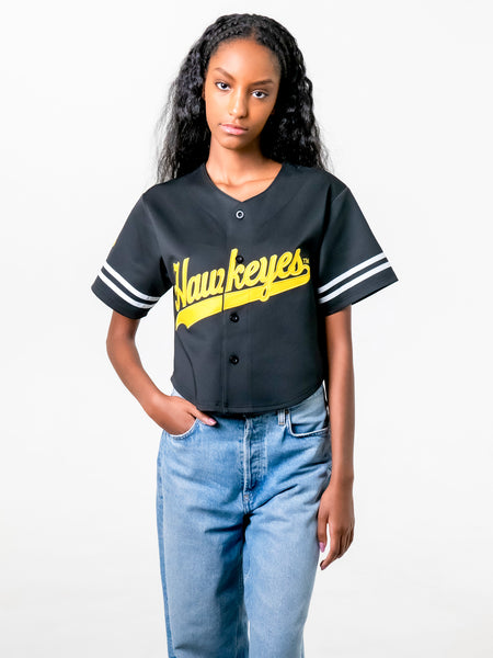 University of Iowa - Women's Cropped Baseball Crop Top - Black