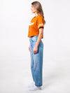 University of Texas - Women's Cropped Baseball Jersey - Burnt Orange