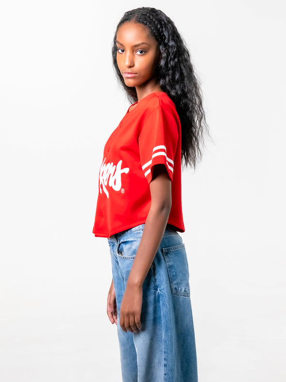 University of Nebraska - Women's Cropped Baseball Jersey Crop Top - Red