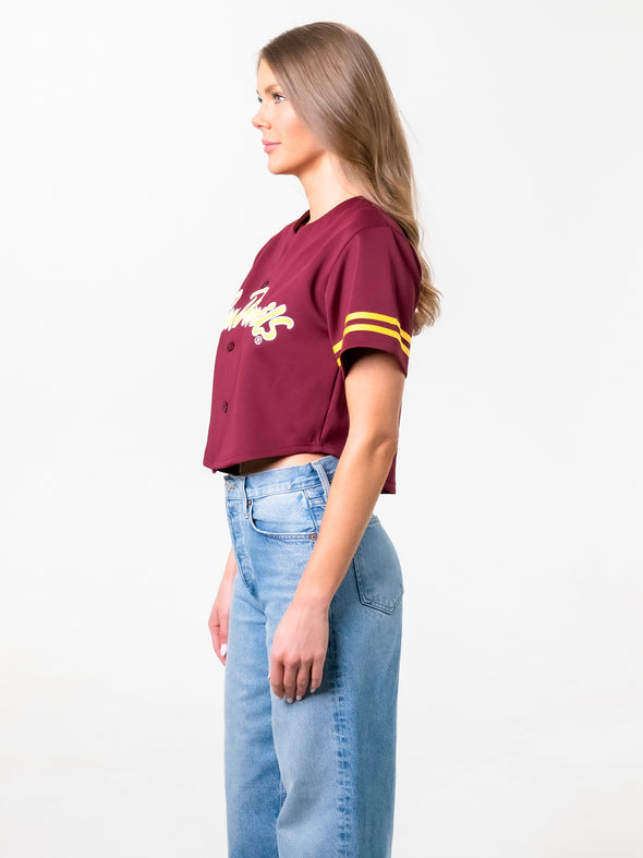 Arizona State - Women's Cropped Baseball Jersey - Maroon
