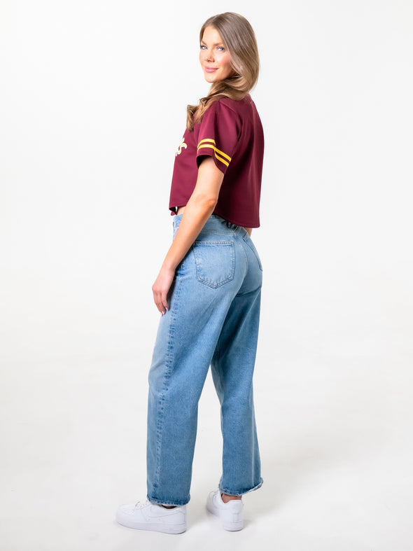Arizona State - Women's Cropped Baseball Jersey - Maroon