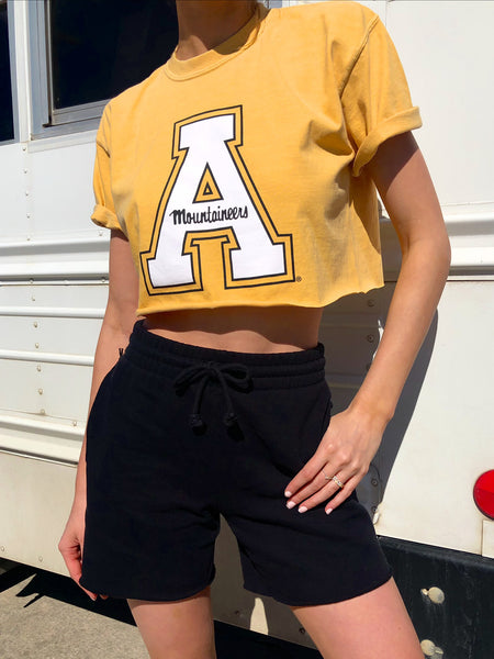 Appalachian State University - Classic Logo Cropped Tee - Yellow