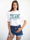 Tulane University Green Wave Retro Bend T-Shirt - White