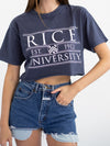 Rice University - Coat of Arms Shield Cropped T-Shirt - Blue