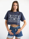 Rice University - Coat of Arms Shield Cropped T-Shirt - Blue
