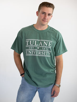 Tulane University - Green Wave Coat of Arms T-Shirt - Light Green