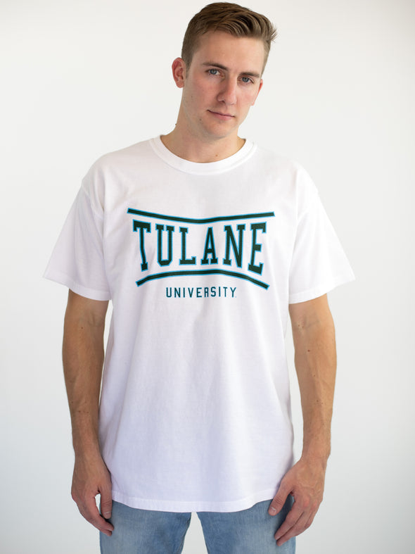 Tulane University Green Wave Retro Bend T-Shirt - White