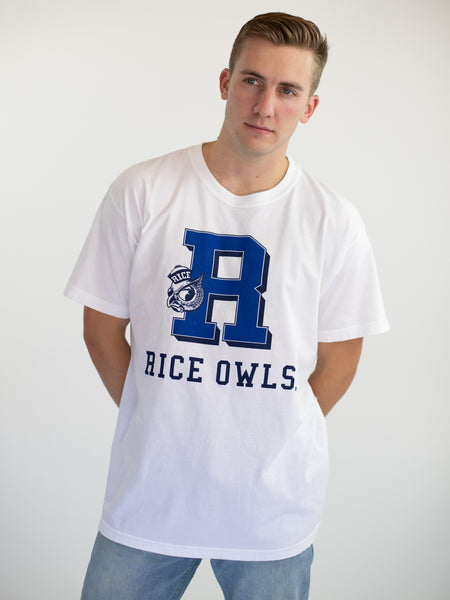 Rice University - Vintage R Sailor Owl T-Shirt - White