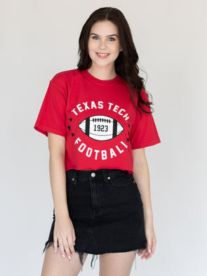 Texas Tech - Football Star Cropped T-Shirt - Red