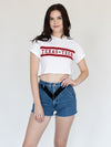 Texas Tech - Retro Stripe Cropped T-Shirt - White