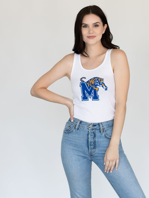 University of Memphis - Ribbed Tank Top - White