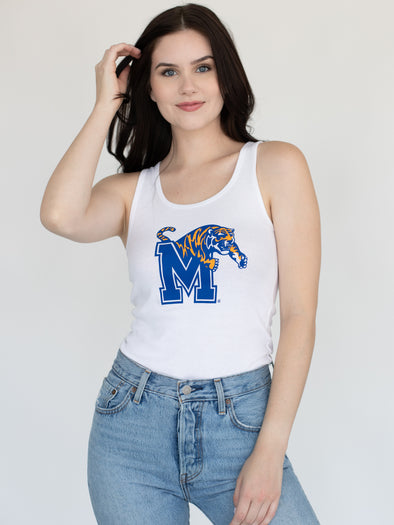 University of Memphis - Ribbed Tank Top - White