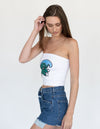 Tulane University - Green Wave Mascot Cropped Tube Top - White