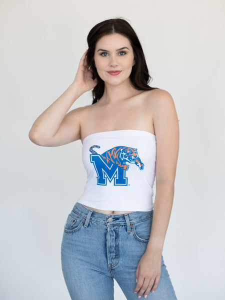 University of Memphis - Cropped Tube Top - White