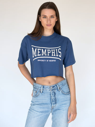 University of Memphis - Retro Bend Cropped T-shirt - Blue