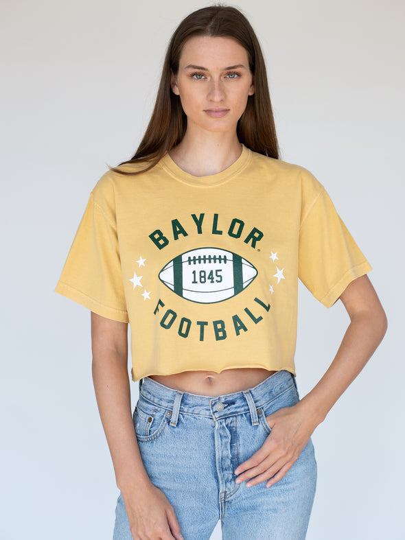 Baylor University - Football Star Cropped T-Shirt - Gold