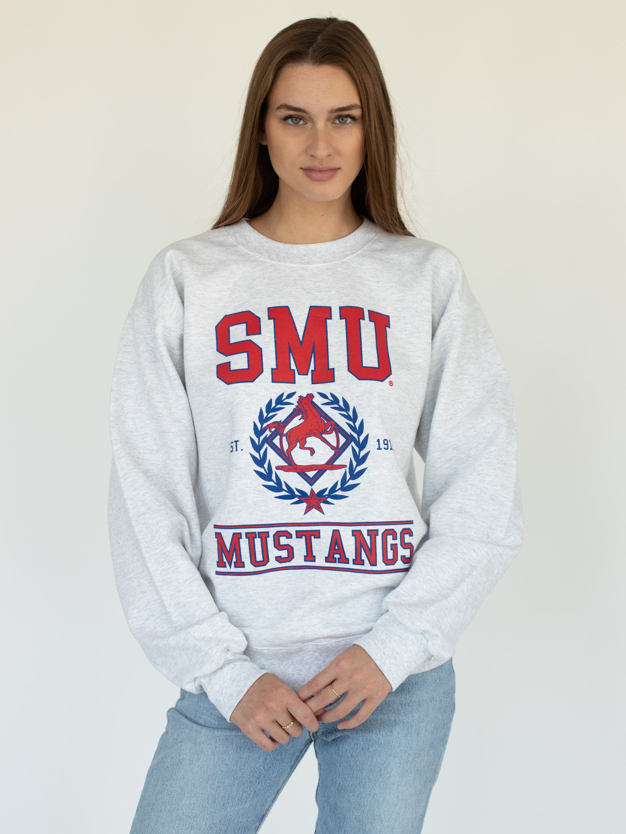 SMU - Vintage Crewneck Sweatshirt - Ash Grey – Established
