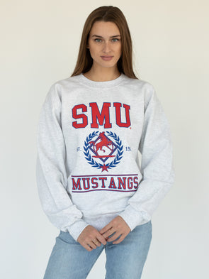 SMU - Vintage Crewneck Sweatshirt - Ash Grey